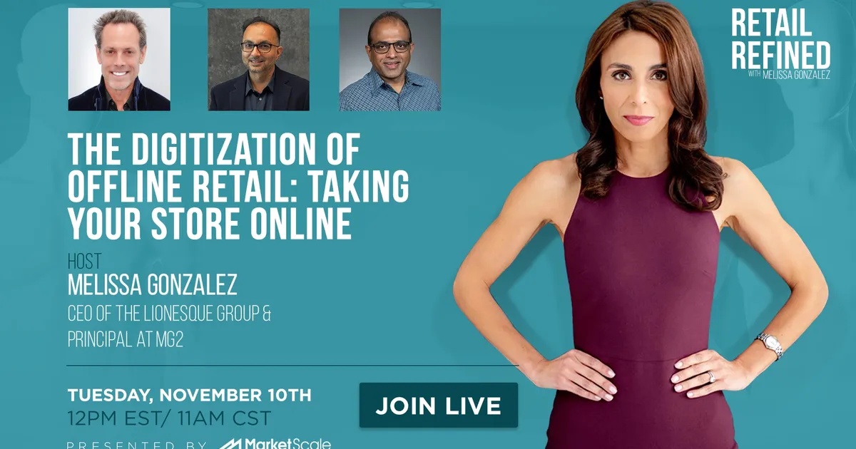 Retail Refined promotional artwork featuring Melissa Gonzalez and guests Ken Pilot, Sandeep Bhanote and Rohan Sanil
