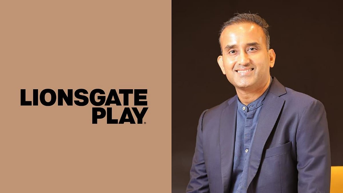 Rohit Jain in a dark jacket beside Lionsgate Play branding