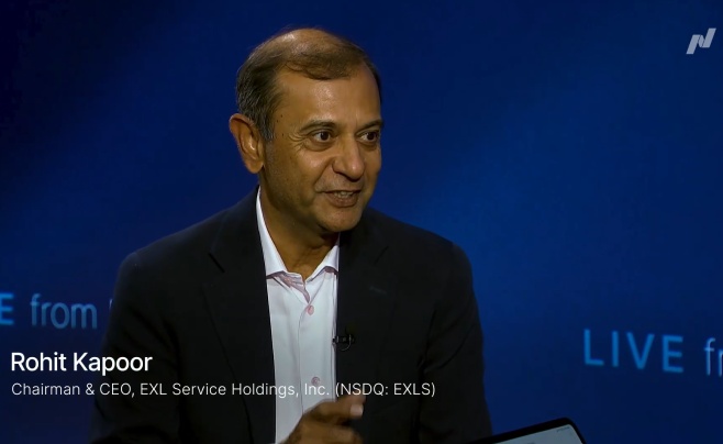 Rohit Kapoor speaking during a Nasdaq MarketSite interview