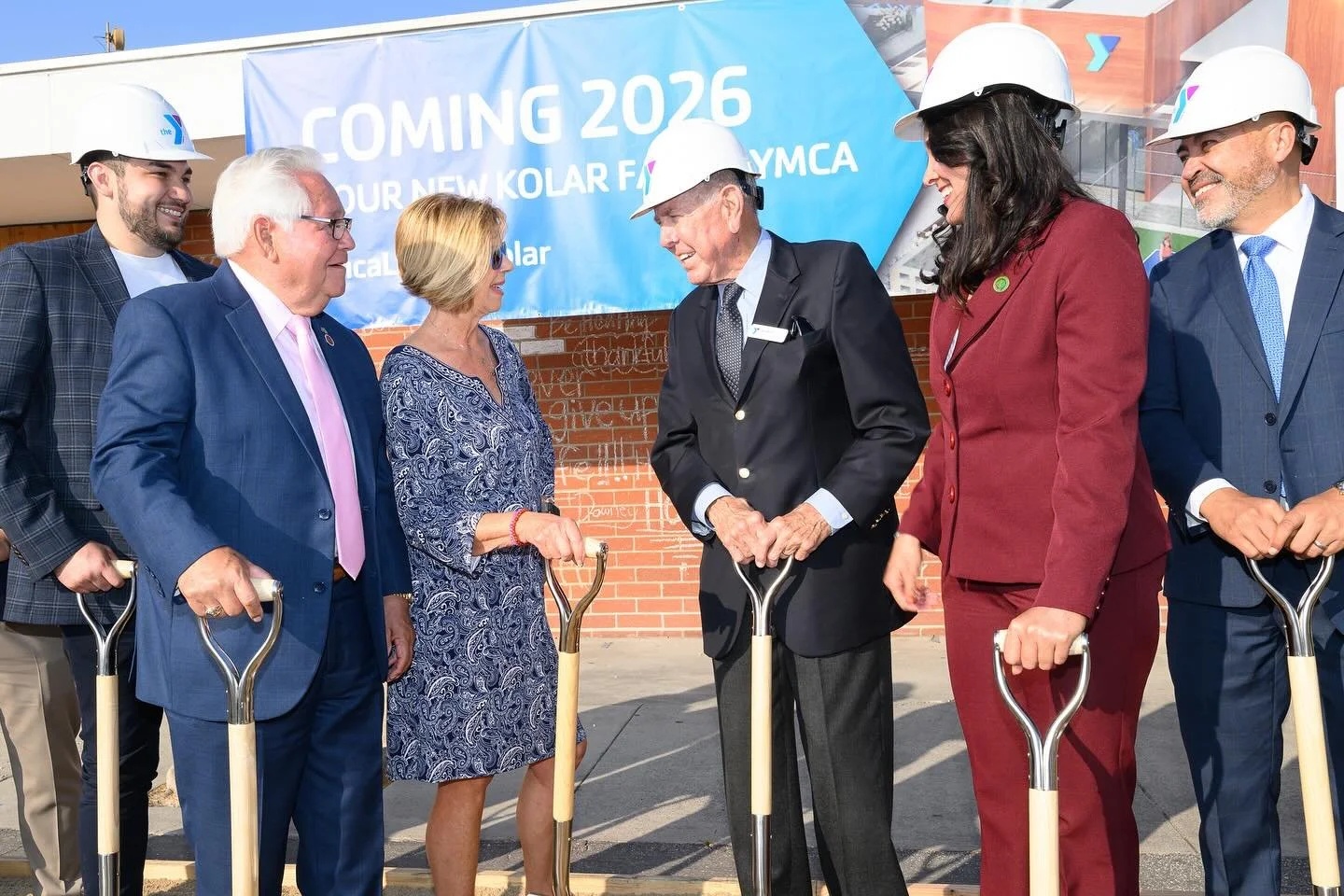 Ron Kolar, center, with Bob Archuleta, Janice Hahn, Blanca Pacheco and Mario Trujillo at the YMCA groundbreaking.