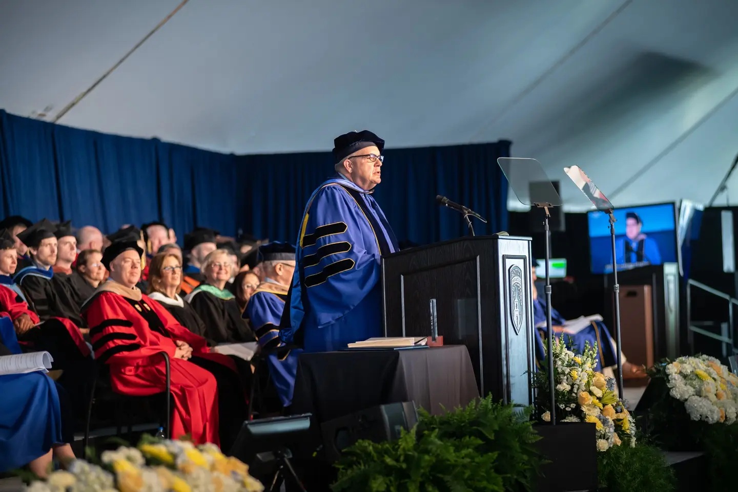 Ronald O’Hanley speaking at Bentley University’s 2019 commencement