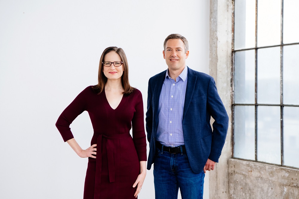 Rondo Therapeutics co-founders Shelley Force Aldred and Nathan Trinklein standing together