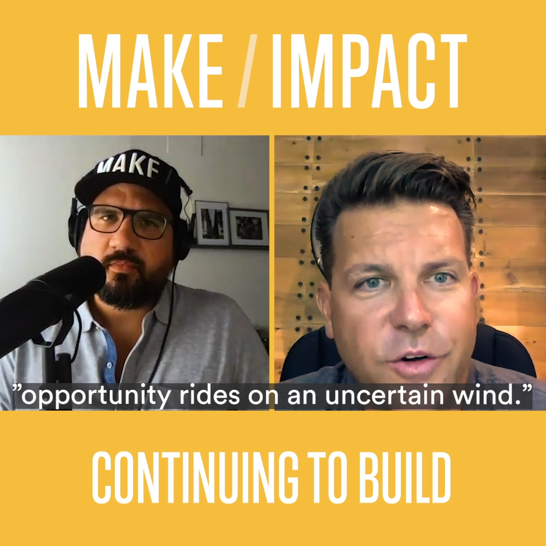 Derek Dienner, left, interviewing Ross Kramer, right, for MAKE/IMPACT