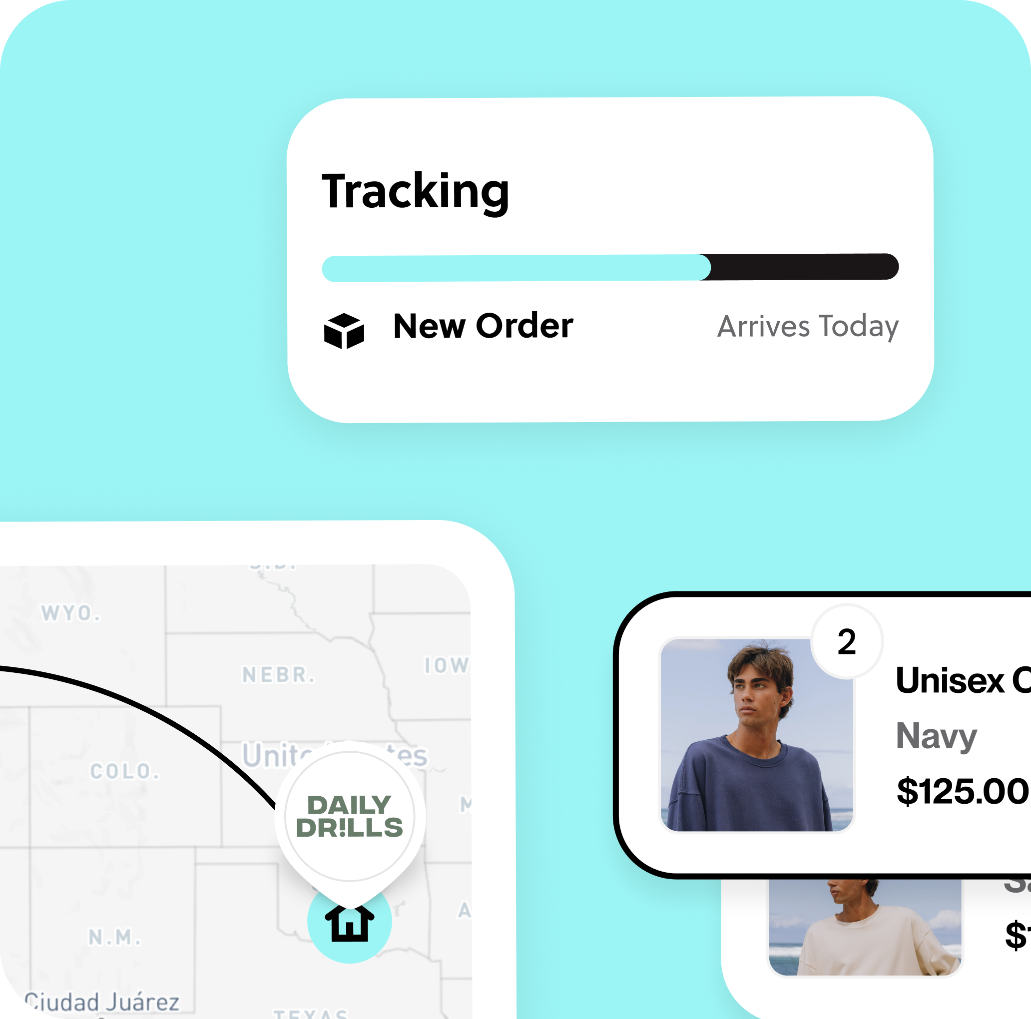 Route visual package-tracking product displayed on a phone