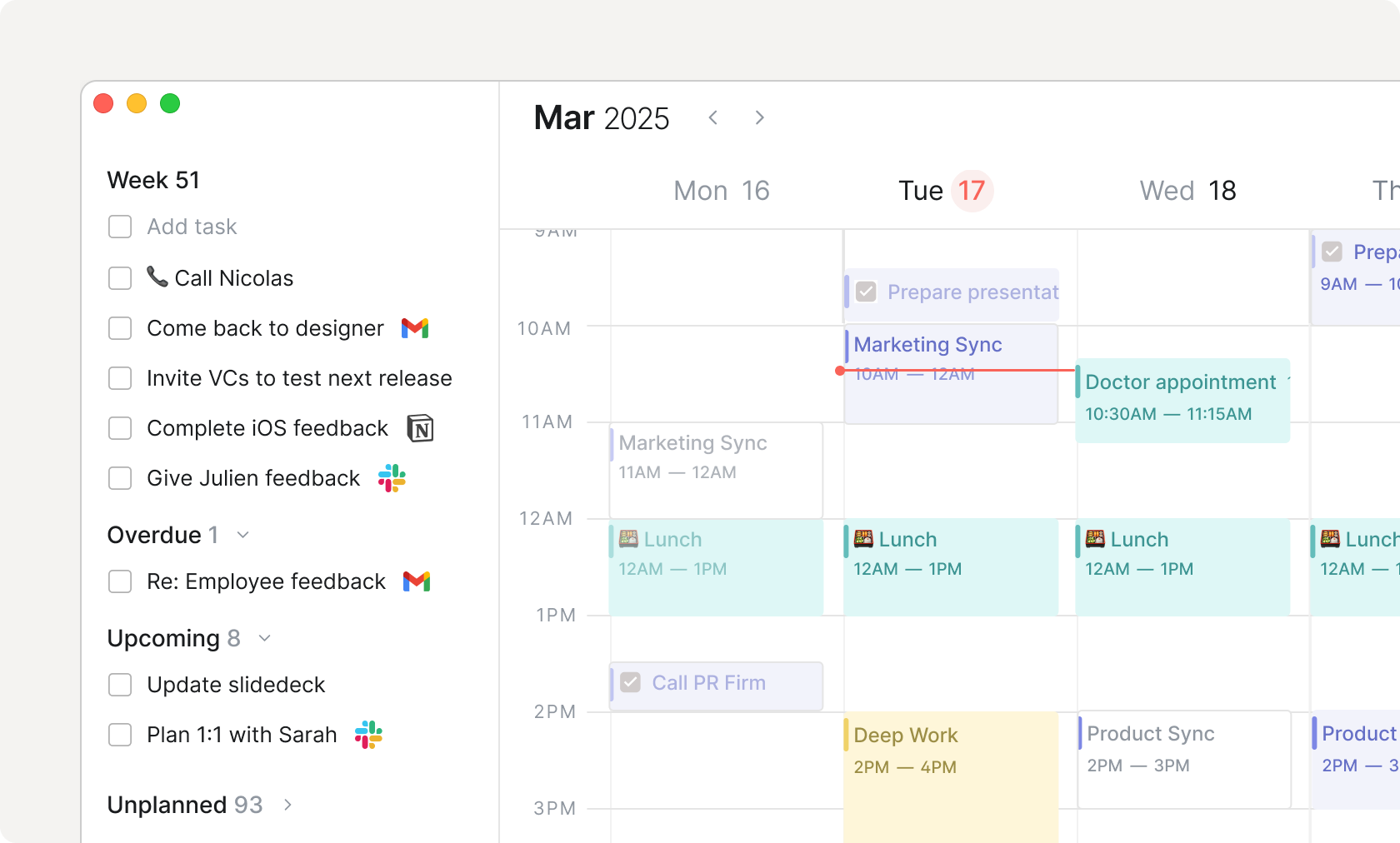 Routine weekly calendar with tasks beside scheduled events and time blocks