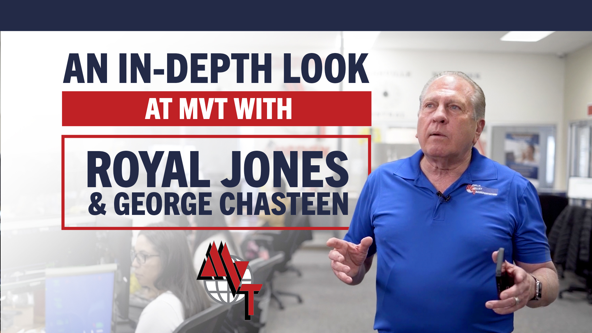 Royal Jones gestures while speaking in MVT’s June 2024 interview artwork featuring Jones and George Chasteen.