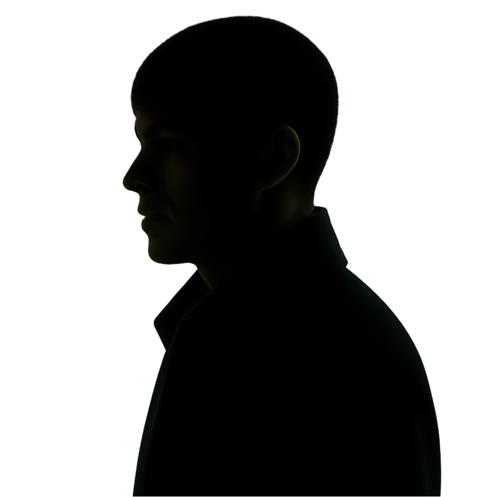 A dark profile portrait used in RSA's identity-security campaign
