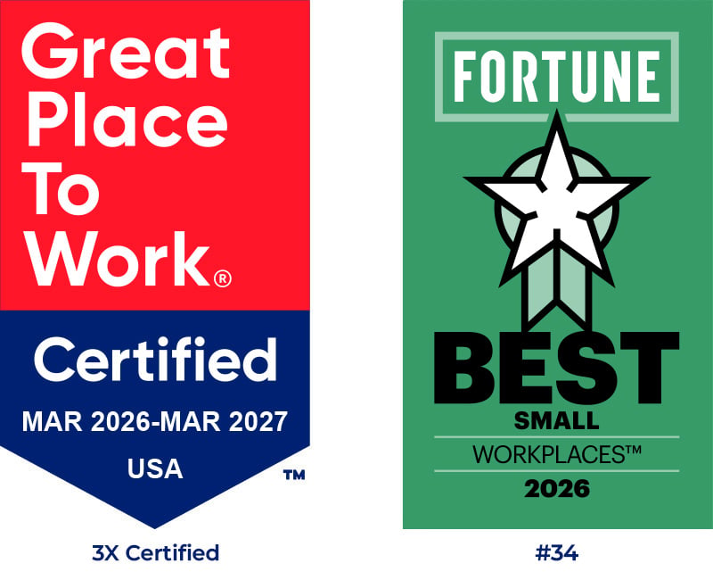 RTA Great Place to Work certification and Fortune Best Small Workplaces recognition for 2026
