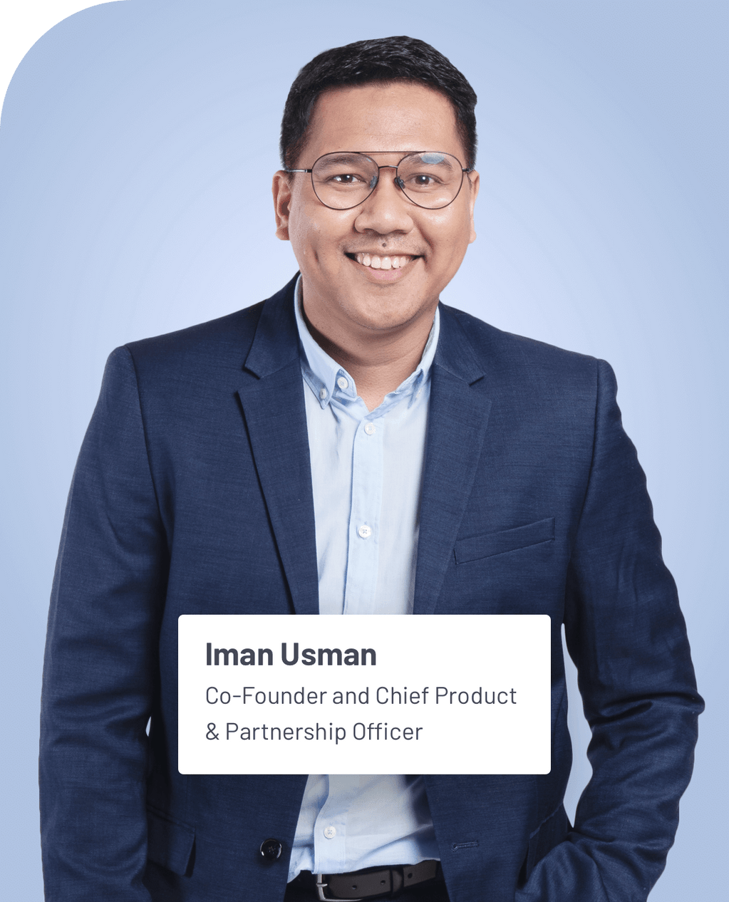 Official portrait of Ruangguru co-founder Iman Usman
