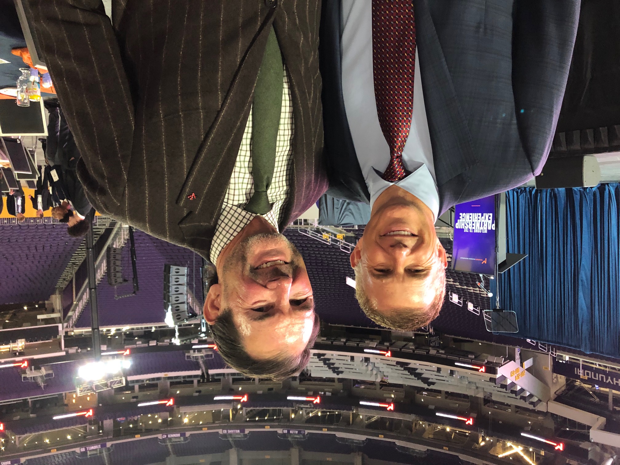 Geoff Martha, left, and Russell Becker at U.S. Bank Stadium during the Minnesota Business Partnership gathering