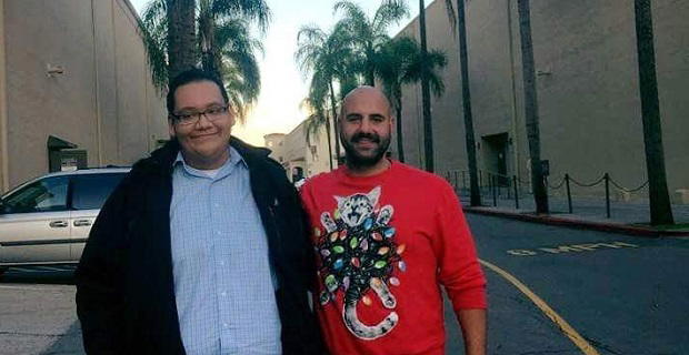 Russell Hadaya and Ricardo Ortega standing together outdoors in Los Angeles