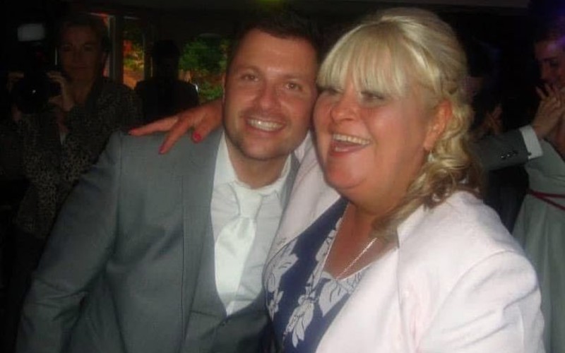 Russell Teale smiling beside his mother Janice