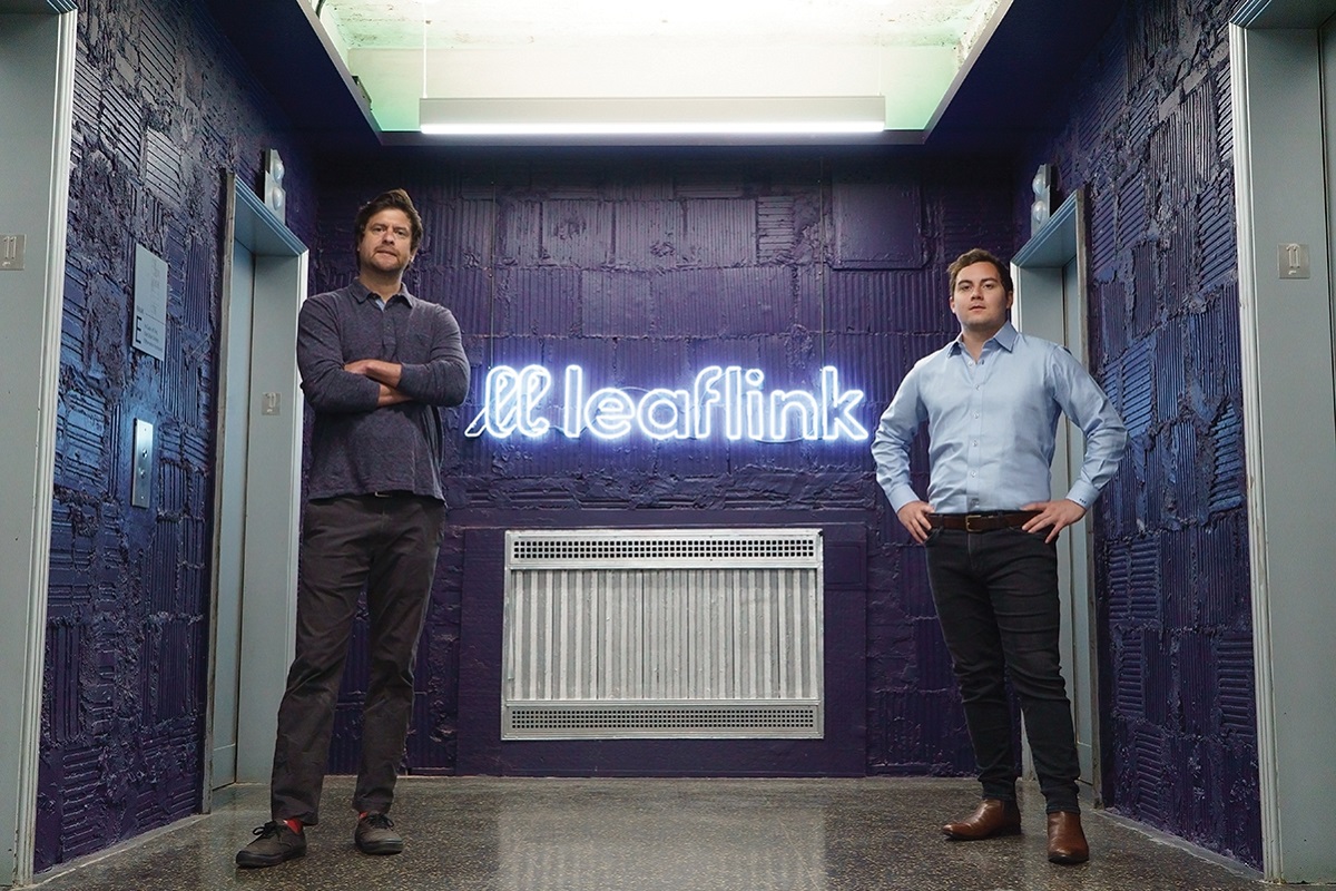 Zach Silverman on the left and Ryan G. Smith on the right, standing in the LeafLink office