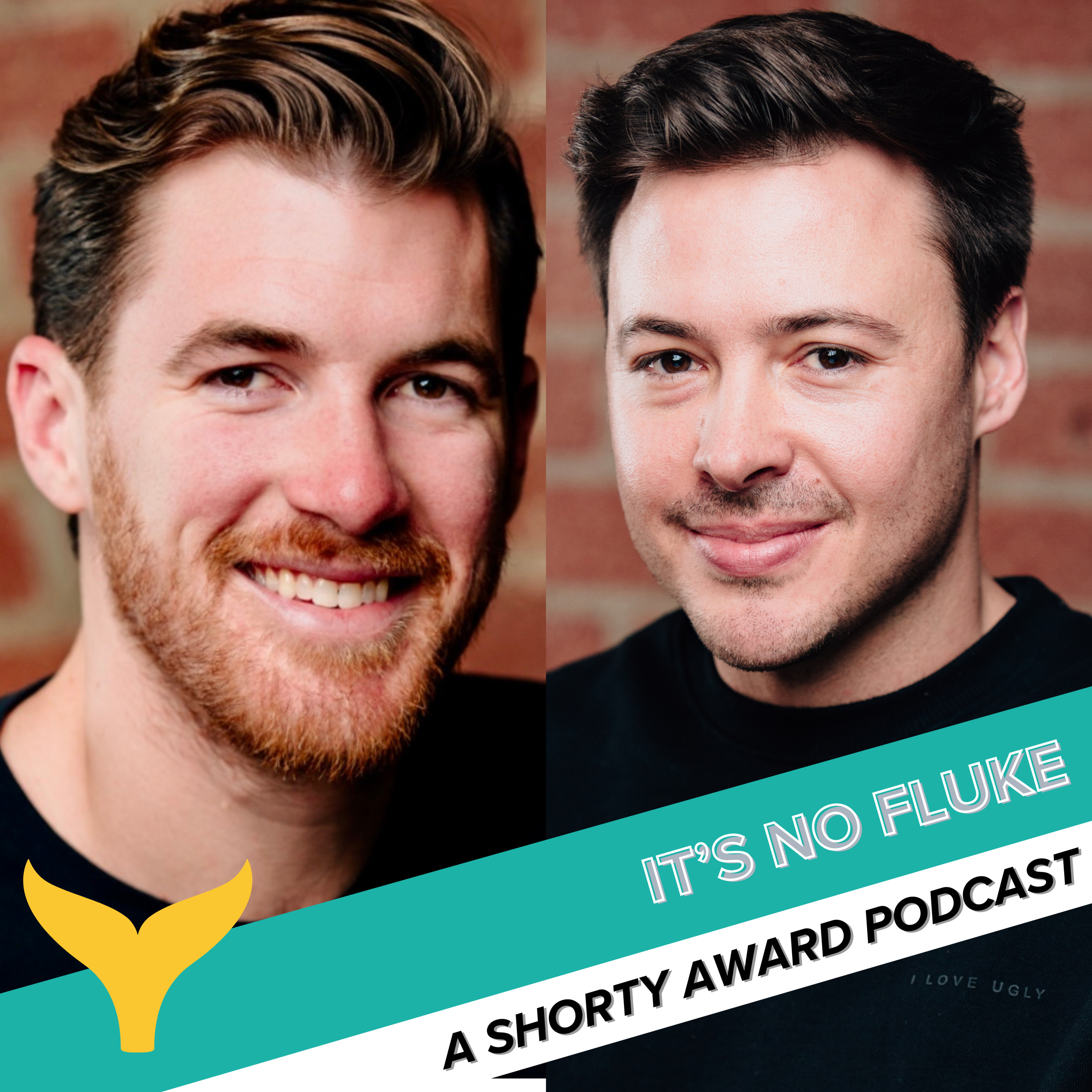 Ryan Jann and Wave Sports and Entertainment chief content officer Mack Sovereign in the artwork for their It's No Fluke podcast appearance