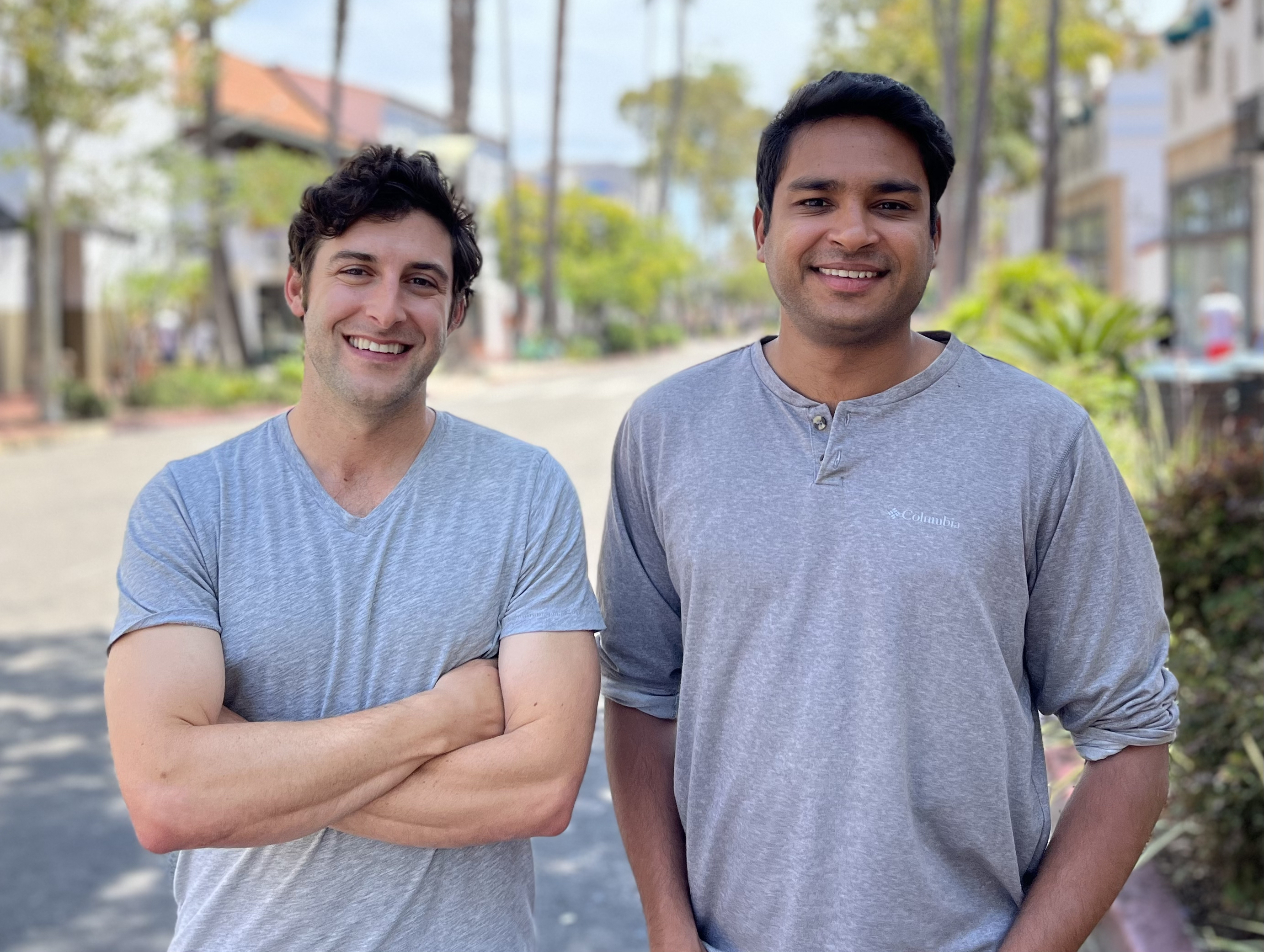 Ryan Millner, left, and Unwrap co-founder Ashwin Singhania outdoors
