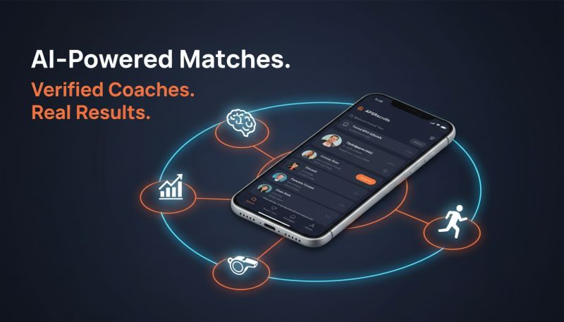 APS Recruits graphic showing an athlete recruiting app surrounded by matching, analytics, coaching and performance icons