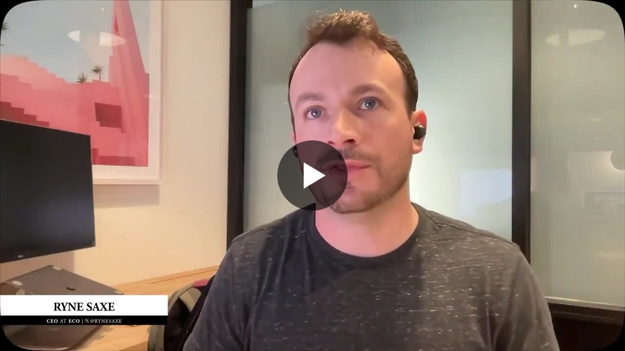 Ryne Saxe speaking from his office in a Decentralised.co video interview
