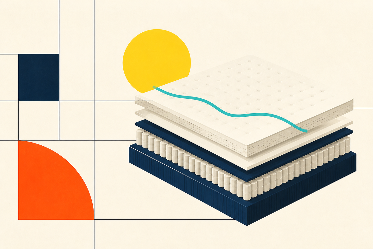 Abstract Swiss-style illustration of the layers inside a mattress