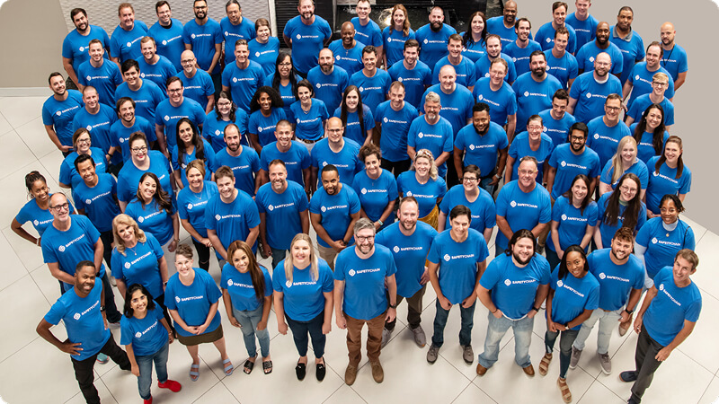 SafetyChain employees gathered together at a company event