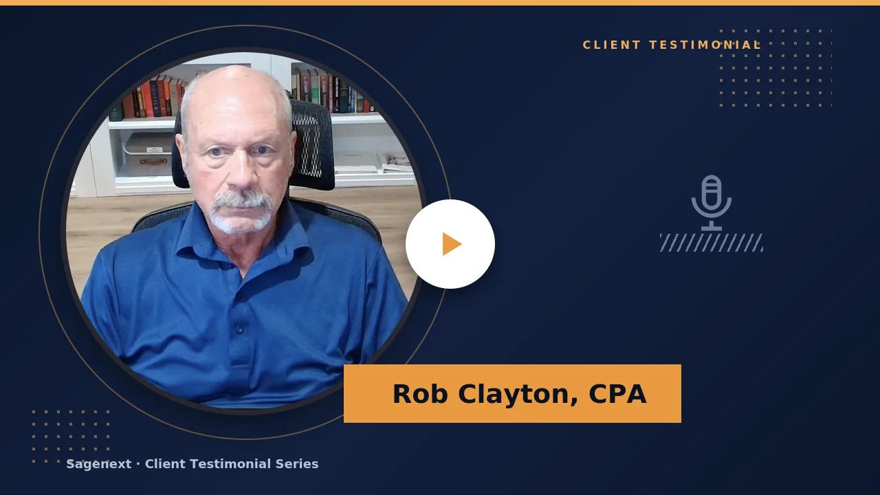 CPA Rob Clayton in Sagenext’s customer testimonial artwork