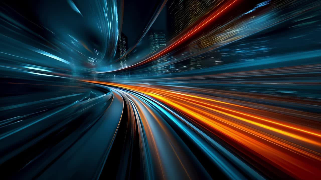 Abstract blue and orange light trails from Saicon's corporate website
