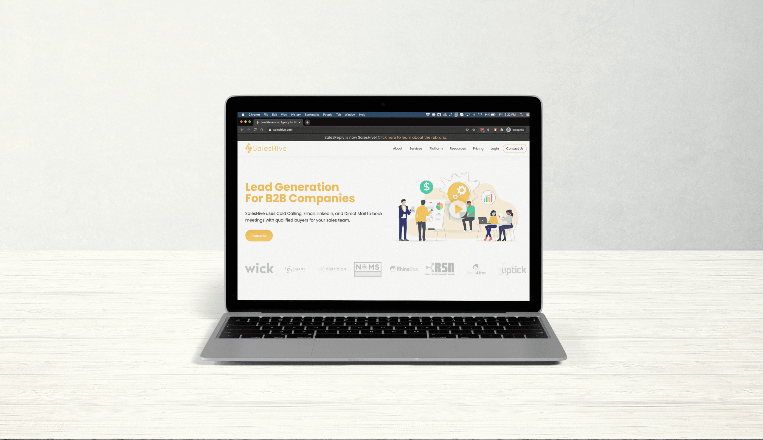 Historical SalesHive website displayed on a laptop