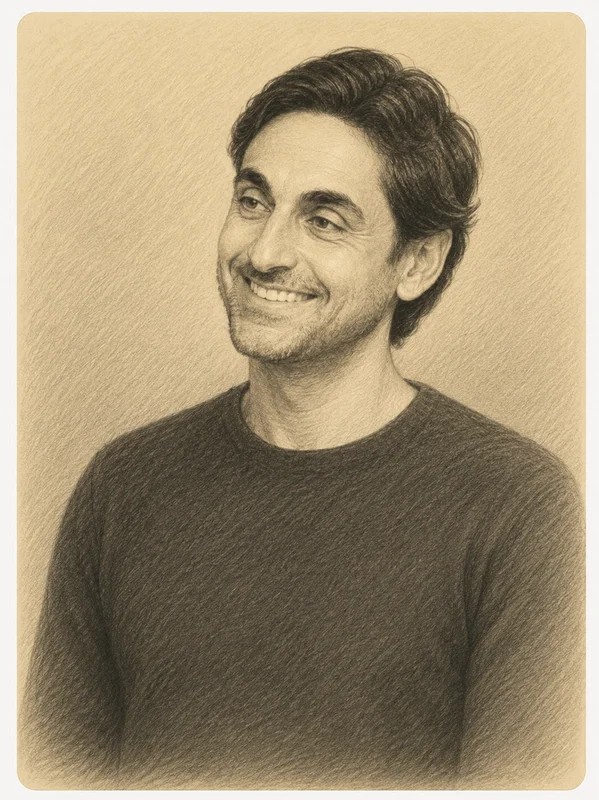 Illustrated portrait of Salient co-founder Ari Malik