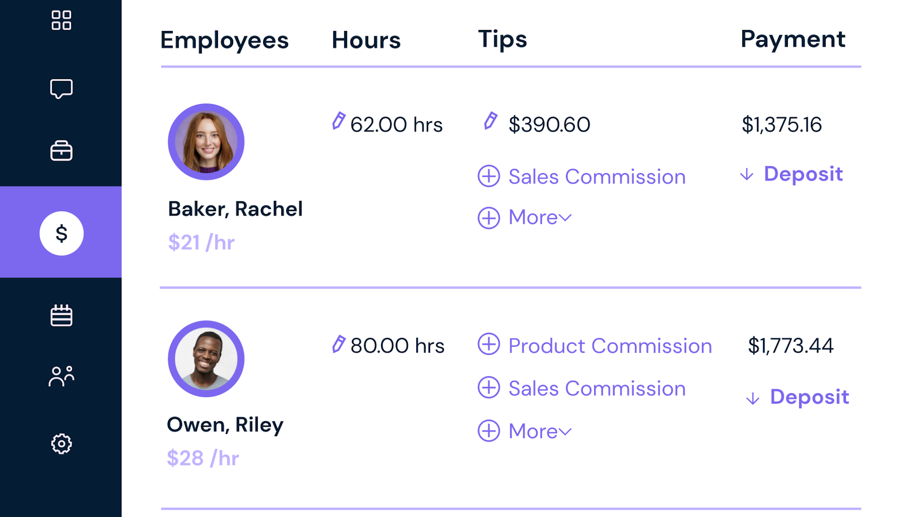 Salsa run payroll interface showing a branded payroll workflow