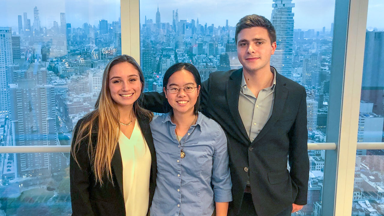 Jordyn Goldzweig, Alisa Lai and Sam Brickman at a Cornell eLab event in New York City in 2019