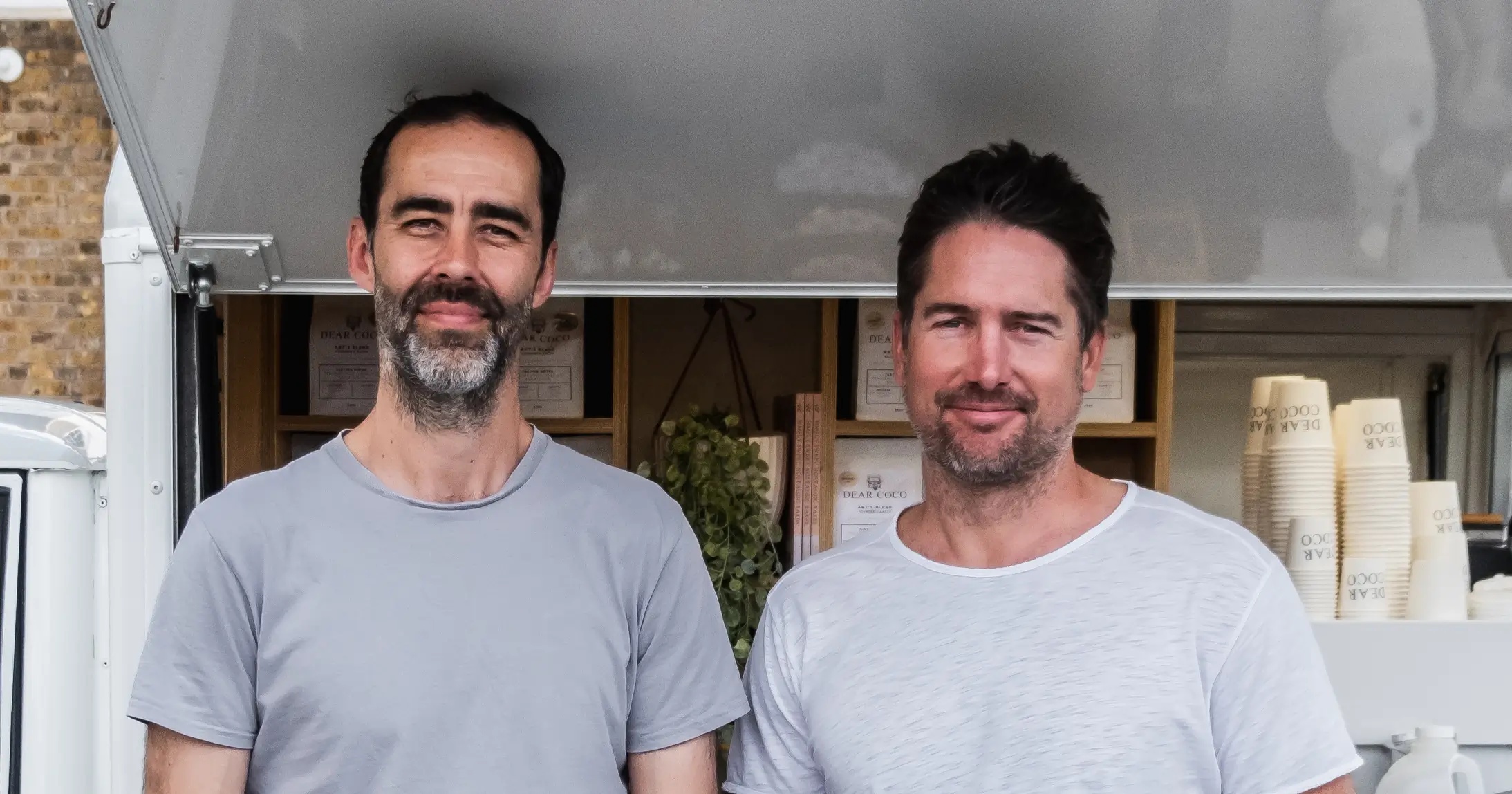 Ant Duckworth, left, and Sam Chandler, right, together at the Dear Coco coffee truck