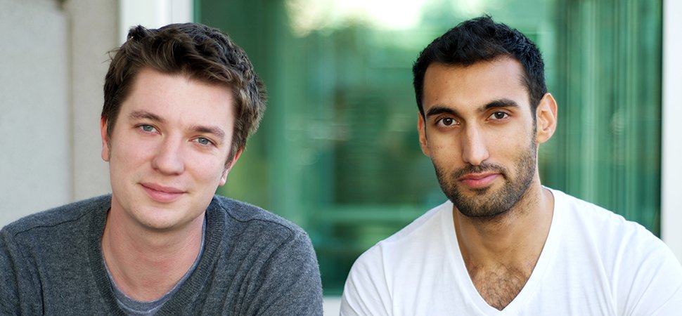 ClassDojo co-founders Liam Don, left, and Sam Chaudhary, right, seated beside a window