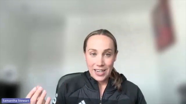 Samantha Stewart speaking during a Brock University Centre for Sport Capacity interview