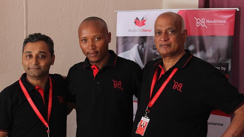 Samik Ghosh, Tukiso Mateka and Dayanand Virasamy at the Neutrinos Johannesburg launch