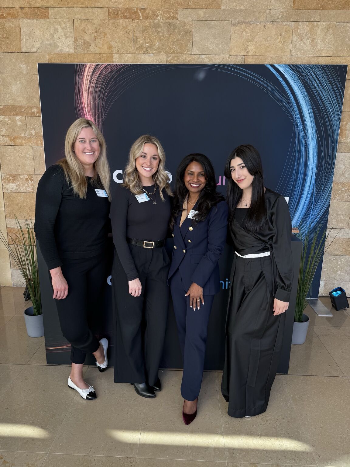 Samra Anees, at right, with Cisco colleagues at a company event