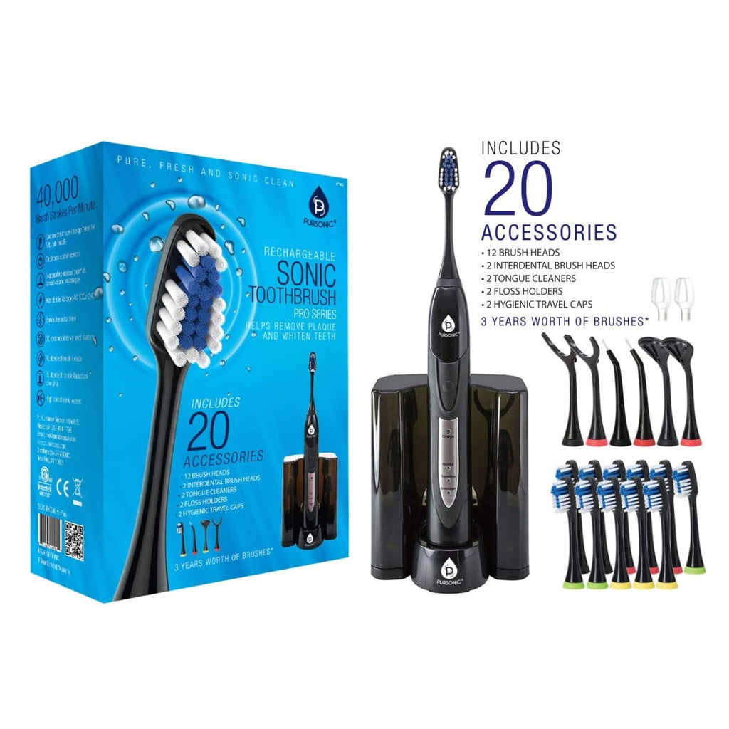 Pursonic rechargeable sonic electric toothbrush with accessories