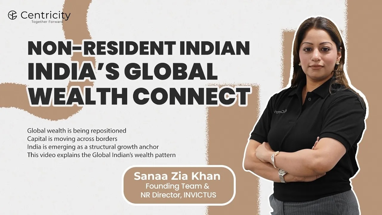 Centricity’s published promotional artwork featuring Sanaa Zia Khan for a video on global Indian wealth