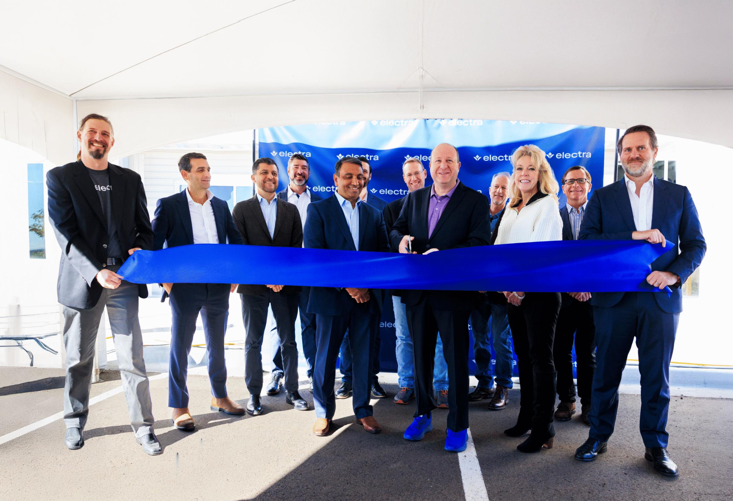 Electra team and guests at the company's demonstration facility ribbon cutting