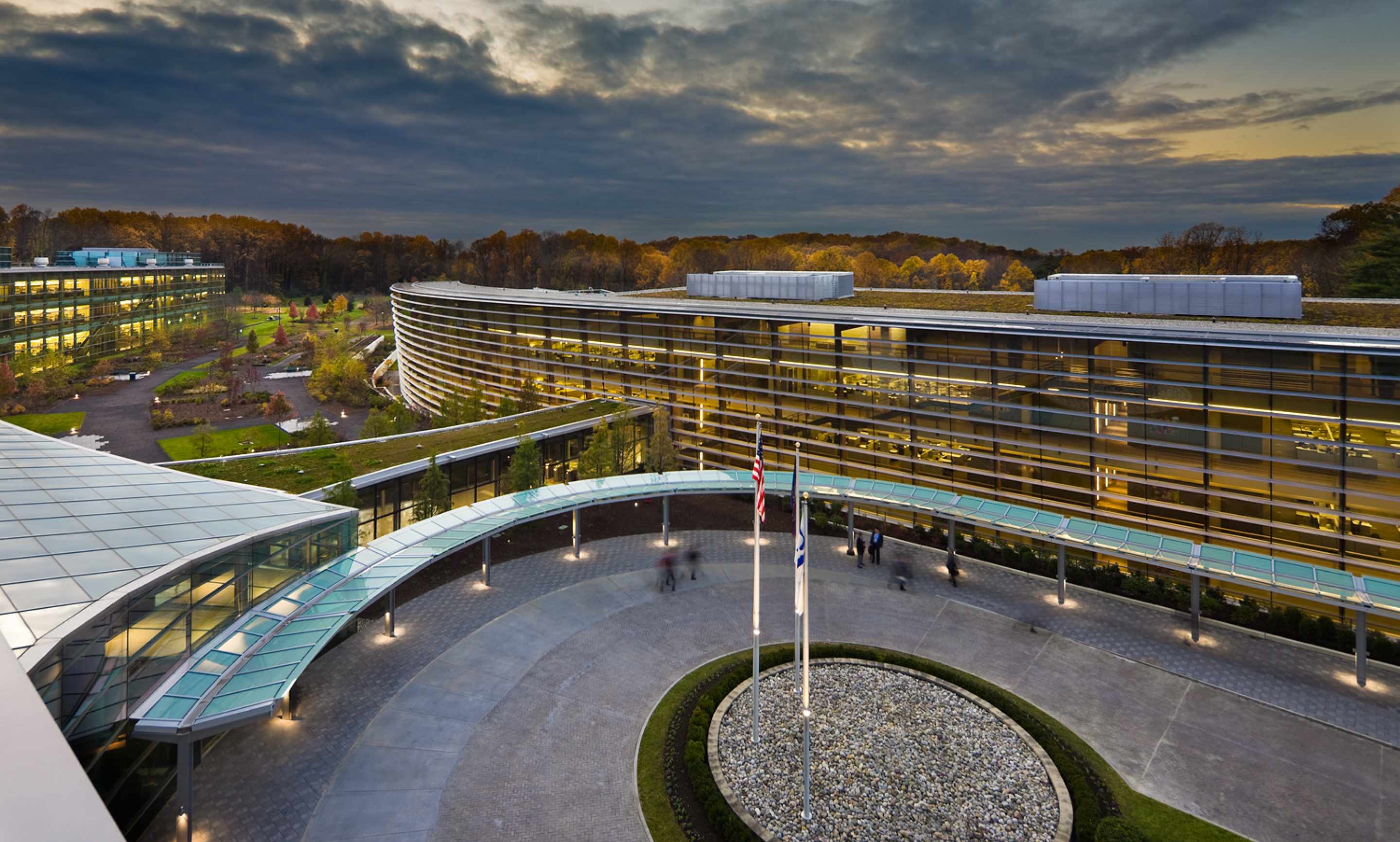 SAP Americas campus in Newtown Square, with glass office buildings and landscaped grounds
