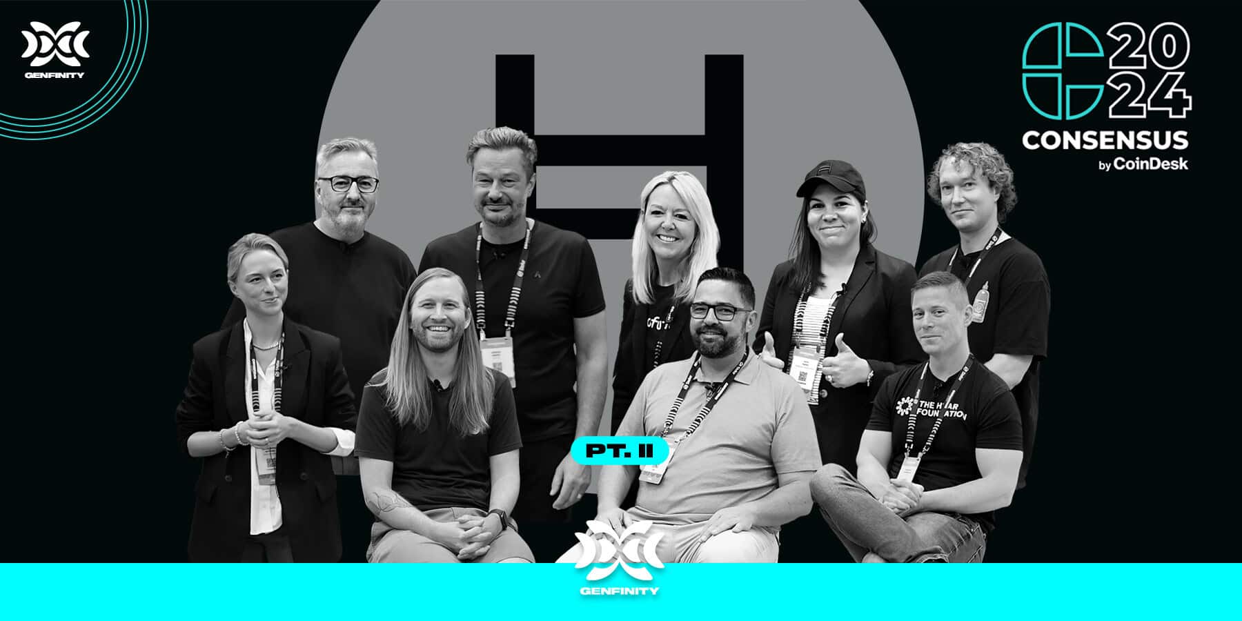 Sara Hale and members of the Hedera ecosystem pictured at Consensus 2024