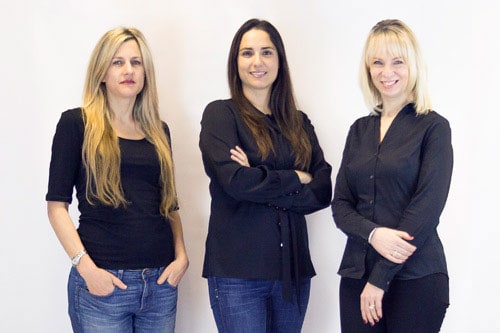 Rebecca Rhodes, Ondine Whittington and Sarah Matthew standing together for a press photograph