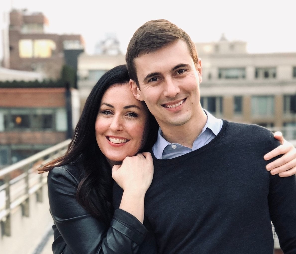 Sarah Sheehan and Bravely co-founder Toby Hervey together on a New York rooftop
