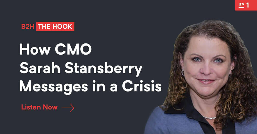 Promotional artwork for a 2020 interview with Sarah Stansberry about communicating during a crisis
