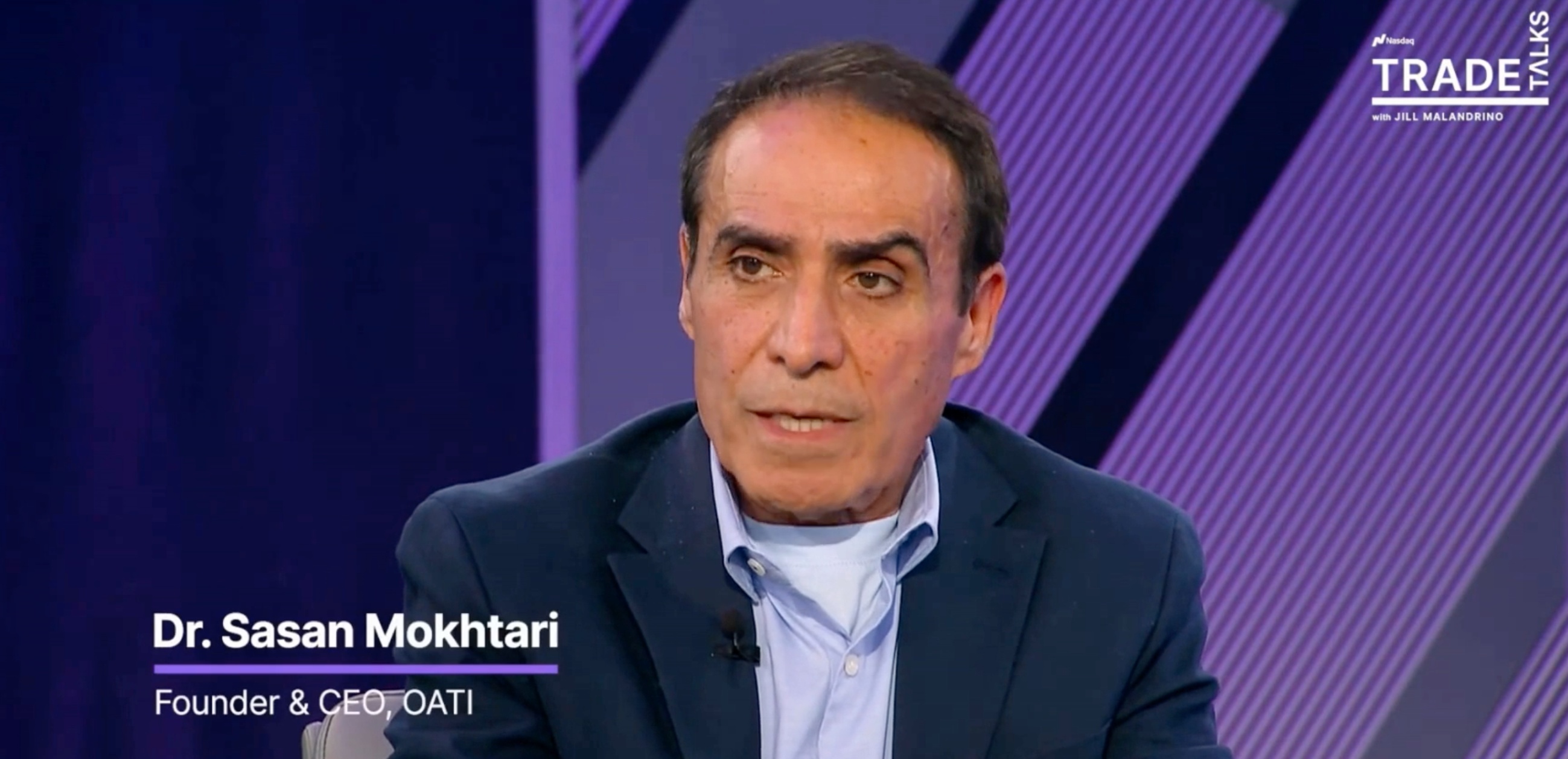 Sasan Mokhtari speaking on the Nasdaq TradeTalks set