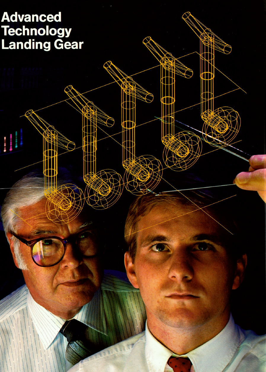 An early-career cover featuring Scott Barbour with a landing gear engineering illustration