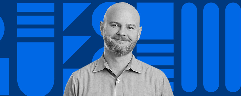 Scott Hogrefe in a blue-toned editorial portrait
