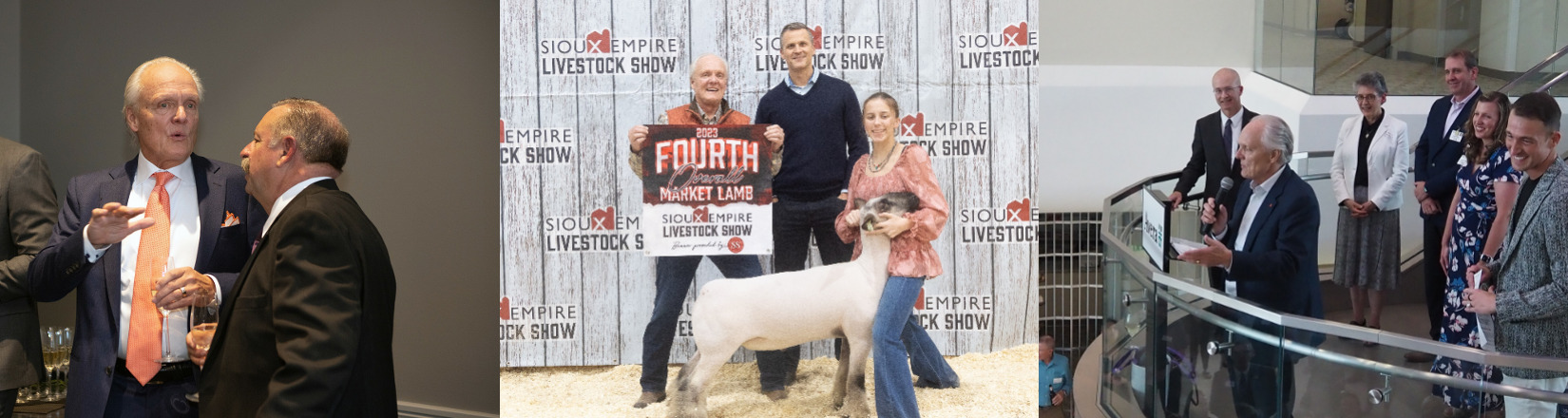 Scott Lawrence at Sioux Falls community and business events, including a livestock show and a public presentation