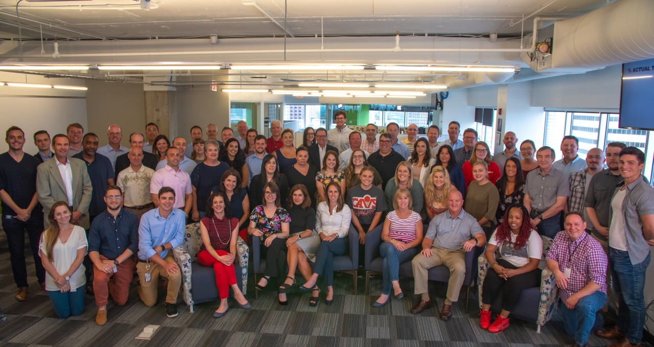 WTWH Media colleagues gathered for a group photograph in their office