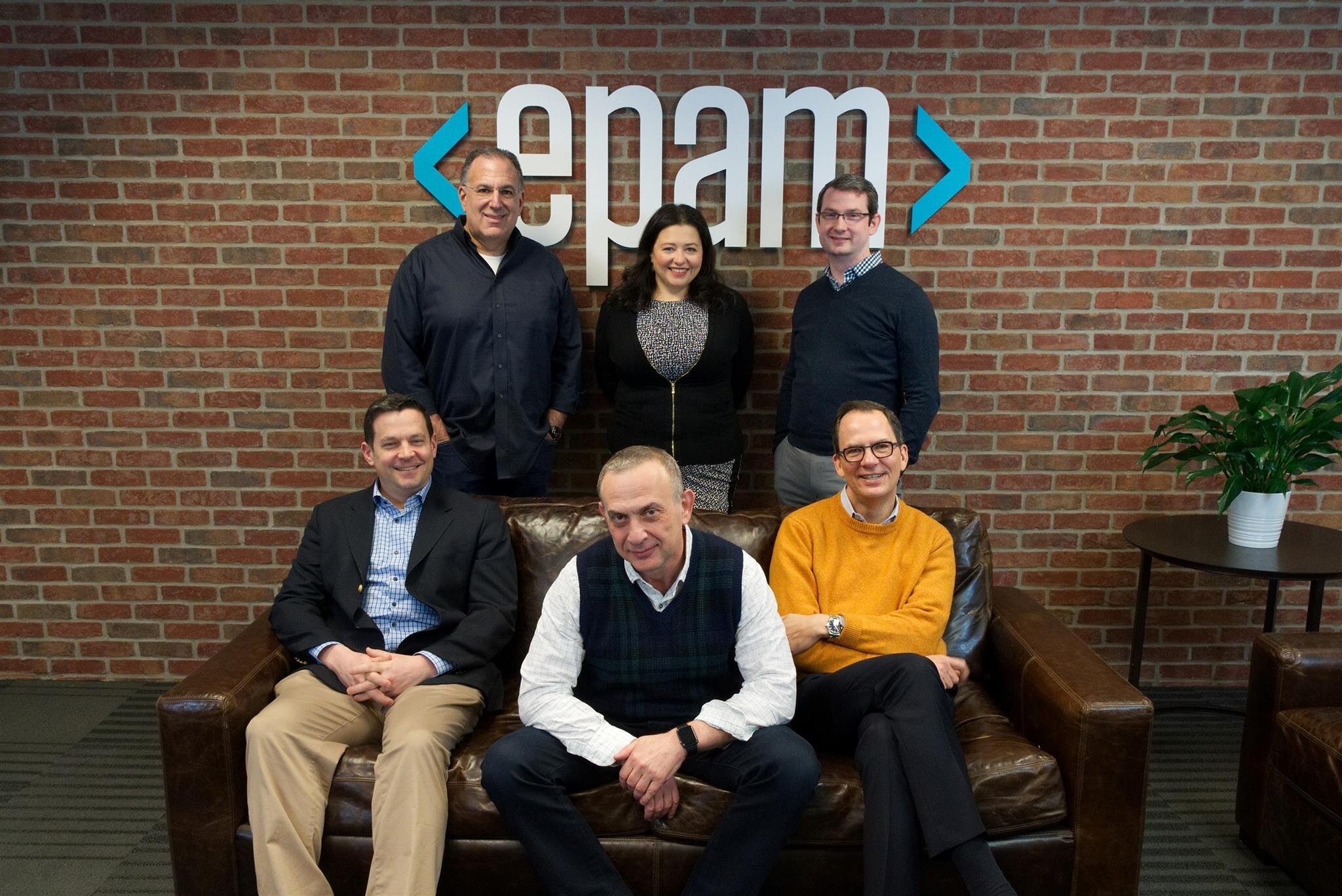 Scott Nissenbaum, seated at left, with EPAM and Ben Franklin colleagues at the GO Philly Fund announcement