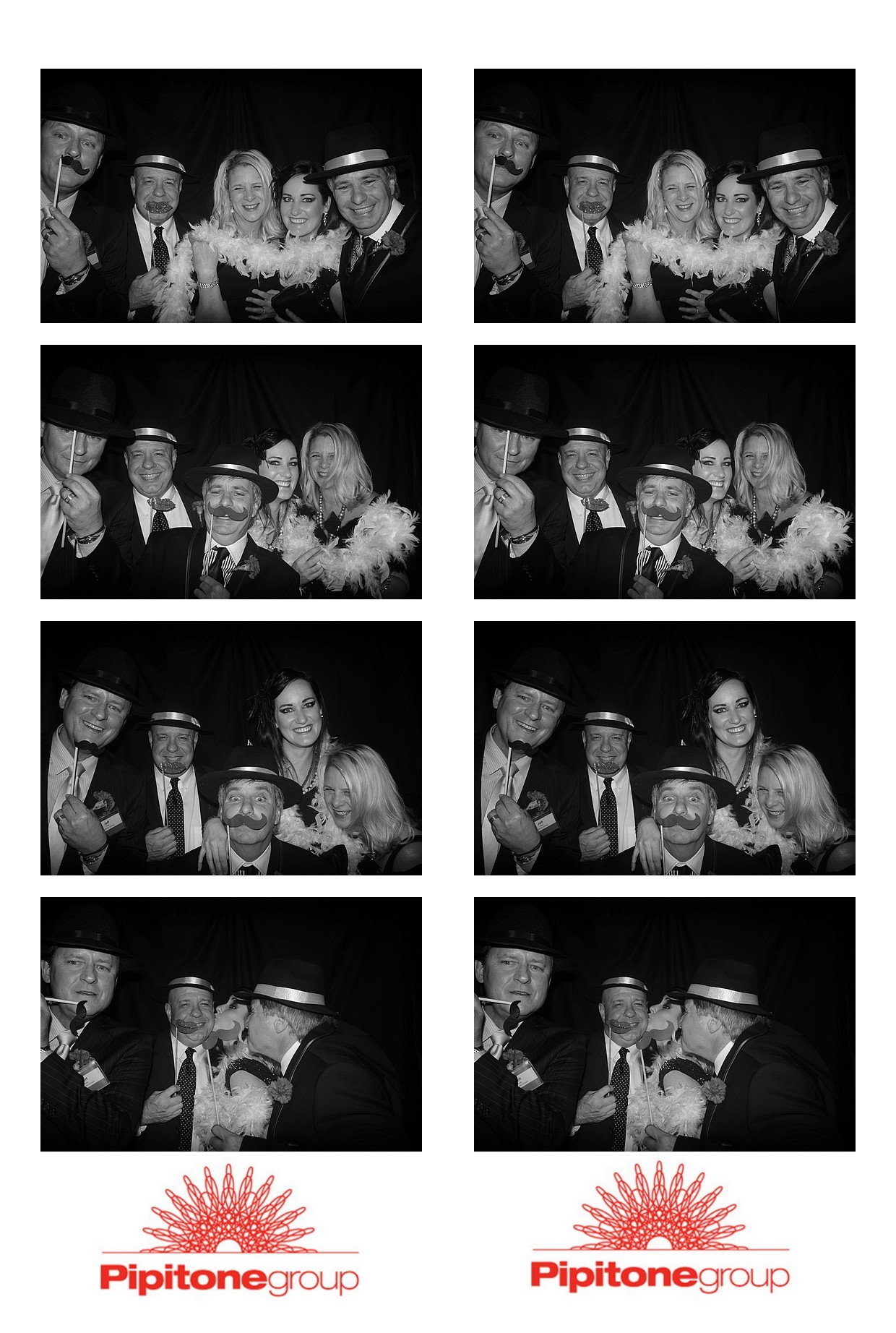 Black-and-white photo-booth strips from Pipitone Group’s twentieth-anniversary celebration