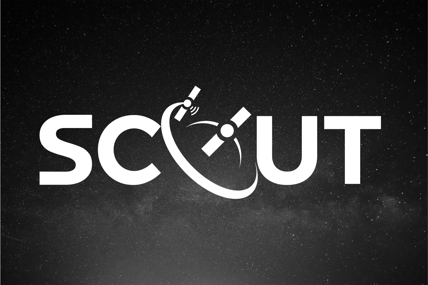 Scout Space logo on a starfield